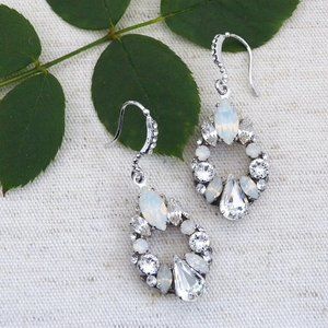 Haute Bride wedding earrings, Crystal Drop Earrings with Open Design
